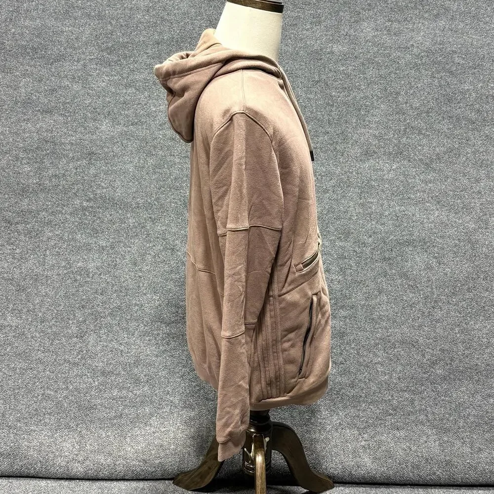 Adidas Hoodie Mens Large Brown Full Zip Trefoil Logo Pockets Sweatshirt